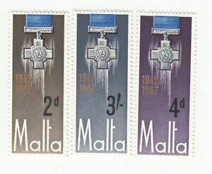 Malta 1967.  25th Anniversary of the George Cross. Sc # 361-63 MNH