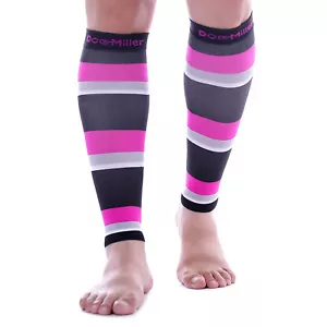 Doc Miller Calf Compression Sleeve 1Pair 20-30mmHg Varicose Vein BLK/PNK/GRY/WHT - Picture 1 of 8