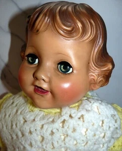 Vintage 22" American Character Chuckles Puppe Gummi & Wachstuch Körper geformtes Haar - Bild 1 von 4