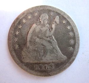 1843-O SEATED LIBERTY QUARTER 25C NEW ORLEANS MINT NICE O KEY DATE PRE CIVIL WAR - Picture 1 of 2