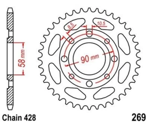 Roue a Chaîne 35 Dents (Chaîne 428) pour HONDA CB 175 1971-1978 - Photo 1/1