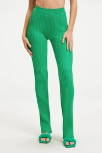Good American Ribbed Flare Leggings Women's 1/2 Small Green Pants Skinny $140 - Picture 1 of 15