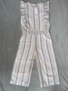 NWT GYMBOREE Beautiful Pants ROMPER Outfit Girls SIZE M 7/8 Striped Pastels - Picture 1 of 12