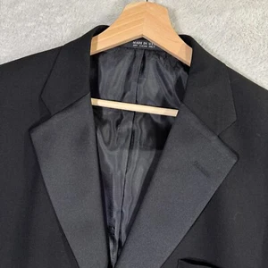 Jos A Bank Blazer Jacket Mens 44L Black Wool Tuxedo Satin Lapel Formal Wear EUC - Picture 1 of 12