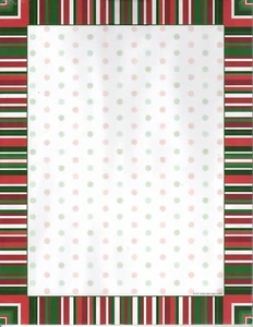 Buon Natale Rosso Verde Strisce e Pois Carta Computer - 25 Fogli - Nuova - Foto 1 di 1