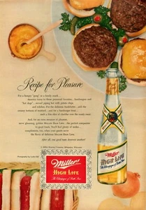 Miller High-Life Beer 1954 “Receta para el placer” anuncio impreso vintage - Imagen 1 de 1