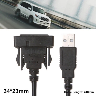 Car Dashboard Flush Mount USB Male to Female Extension Cable Adapter Fit Toyota - Image 1 of 4