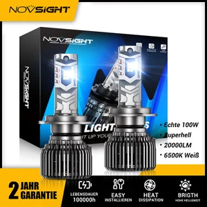 NOVSIGHT 2X H7 100W LED Scheinwerfer 20000LM Canbus No Error 6500K Weiß Halogen
