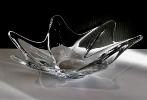 VINTAGE MAGNIFIQUE CENTERPIECE   ART NOUVEAU CLEAR ART GLASS SIGNED DAUM FRANCE - Picture 1 of 9