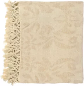 Carpet Ivory Floral Synthetics Damask Throw Blanket TST-2004 - Aprx 50" x 70" - Picture 1 of 2