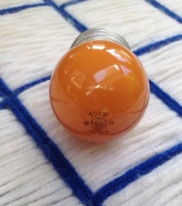 new GE round logo 7.5 WATT orange 7w VINTAGE mint sign S11 LIGHT BULB 7.5s11 CO - Picture 1 of 5