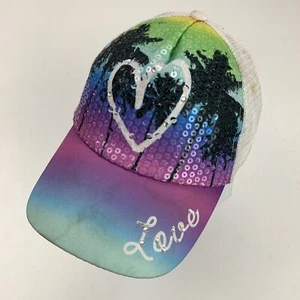 Love Sequin Palm Trees Girls Ball Cap Hat Snapback Baseball - Picture 1 of 5
