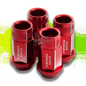4 X NRG M12 X 1.25 OPEN END ALUMINUM RIM LUGNUT/WHEEL LOCK FOR SUBARU NISSAN RED - Picture 1 of 1