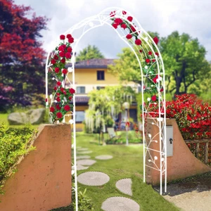 Metal Garden Arch Assemble Freely w 8 Styles Garden Arbor Trellis, Cream White - Picture 1 of 20