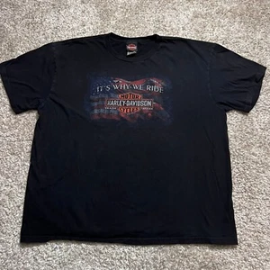 VINTAGE Harley Davidson Shirt Men 2XL XXL Black USA Flag Auburn MA, Rider Biker - Picture 1 of 13
