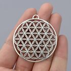 5 x Tibetan Silver Tone Round Large Flower of Life Charm Pendants For DIY Making
