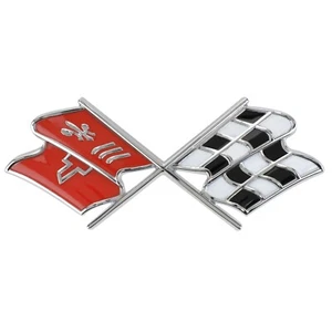 Emblema de banderas cruzadas nariz delantera/capó con licencia GM para Corvette base C3 1968-72 - Imagen 1 de 3
