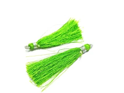 25 Pair Parrot Green Colour Silk Thread Tassel Jewellery Making 2"inch Tassel - Image 1 of 4