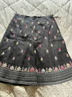 French Connection 10 Skirt Black Ramie A Line Floral lined Tailored Knee