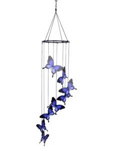 Metal 8-Pc Blue Ulysses Butterfly Wind Chime Multiple Hanging - Picture 1 of 3