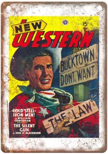 1948 Pulp Cover New Western v16 n02 Retro Look Reproduction Metal Sign J1589 - Picture 1 of 2