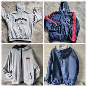 Puma Mens Vintage Cleveland Indians Reversible Jacket Y2k Wahoo Logo Blue Gray - Picture 1 of 24