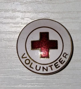 Vintage Enameled Gold Tone Metal Red Cross Volunteer Pin Brooch “W” Small - Picture 1 of 4