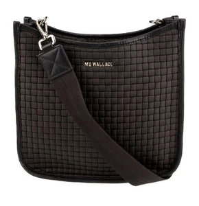 MZ Wallace Woven Cross Body Bag With Pouch/Makeup Case Black $285 Retail Current - Picture 1 of 6