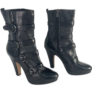 Botas Boutique 9 de cuero negras con hebilla de tacón para mujer talla 9 usadas - Imagen 1 de 7