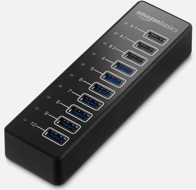 HUB USB A 3.1 con alimentatore 65 W (20 V/3,25 A) 10 porte NERO - Immagine 1 di 2