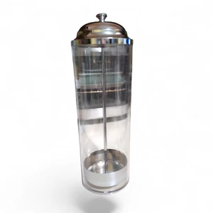 Contenitore da banco retrò per cannucce o pettini alto 10-1/2” plastica/metallo - Foto 1 di 5