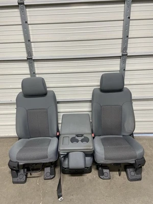1999-2016 FORD F250 F350 F450 SUPER DUTY FRONT SEATS GRAY CLOTH - Image 1 of 4