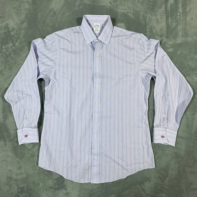 Brooks Brothers Regent Shirt 16-35 Light Blue Striped Supima Cotton French Cuff - Image 1 of 4
