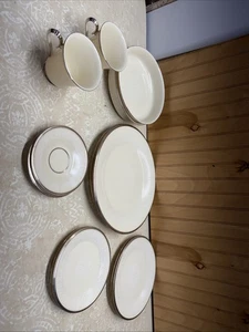 Vintage LENOX MOONSPUN FINE CHINA SETTING For 2 - Picture 1 of 14