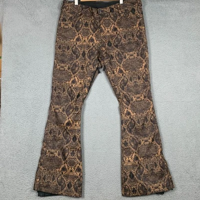 Burton Lizzy 滑雪板裤女式 XL 棕褐色 Snake Python 干骑滑雪雪 — 第 1/4 张图片