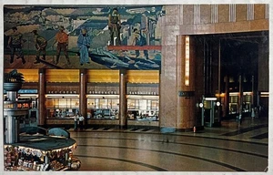 Vintage Postcard Cincinnati Union Terminal Lobby Scene Ohio - Picture 1 of 4