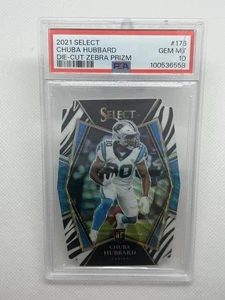 2021 Panini Select Premier Level Chuba Hubbard #176 Zebra Prizm Die-Cut (RC) - Picture 1 of 2