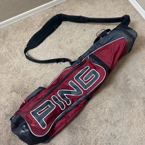 PING Moon-Lite II Golf Bag Nylon Maroon Black Lightweight Sunday Pencil - Picture 1 of 8