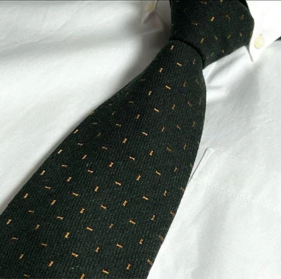 Burberry Cashmere Tie Green Dark Green Brown Men's Stylish Luxury Used - Image 1 of 4