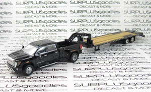 Greenlight Black 2022 GMC SIERRA 3500 DENALI Dually Pickup w/Gooseneck Trailer - Picture 1 of 10