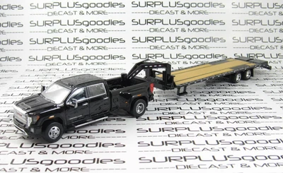 Greenlight Black 2022 GMC SIERRA 3500 DENALI Dually Pickup w/Gooseneck Trailer - Image 1 of 4