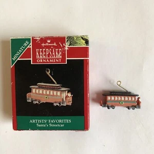 Santa’s Streetcar Minature Hallmark Ornament Vintage 90s Train Christmas Artist - Picture 1 of 10