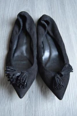 JCrew $118 Lottie Borla Pisos en Gamuza 6.5 Negro G7818 Zapatos de Ballet Foto 1 de 3