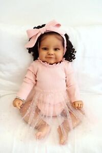 Zero Pam Black 24 Inch Realistic Lifelike Biracial Newborn Silicone Baby Doll...