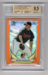 BRIAN GONZALEZ 2014 Bowman Chrome Draft Orange Refractor BGS 9.5 #/25