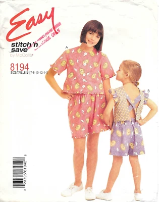 Uncut McCall's Sewing Pattern 8194 Girls' Top and Pull-On Shorts Size: 7-14 - Image 1 of 2