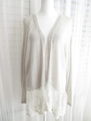 Suéter American Rag Cárdigan de Encaje para Mujer 1X Beige Manga Larga Top Abierto Suave Largo Foto 1 de 4