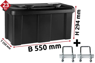 Deichselbox Staubox Gurtkiste mit U-Bügelhalterung - B550xH294xT250 mm Blackit 2 - Bild 1 von 4