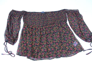 AMERICAN EAGLE OUTFITTERS DAMEN LARGE TOP BLUSE ELASTISCH SCHULTERFREI GERAFFT - Bild 1 von 6