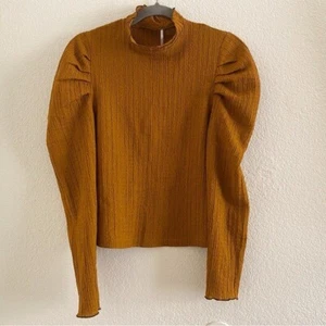 Free People Women's Size Small Ela Turtleneck Long Sleeve Tee in Acorn - Picture 1 of 9